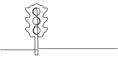 Continuous one line drawing of a traffic light vector