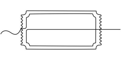 Single continuous line drawing of ticket one line draw design graphic vector