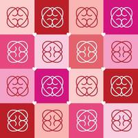 A red and pink background with a pattern of hearts vector
