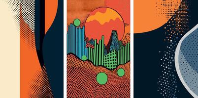 Three colorful background design and jersey background vector