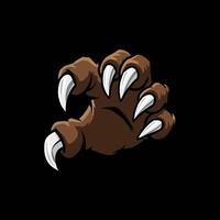 A stylized graphic illustration of a brown bear paw with sharp white claws, suggesting power and aggression. vector