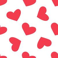 Seamless pattern with red flat hearts on white in doodle style vector