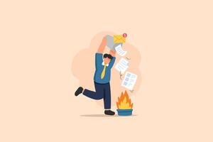 Burnout and Stress, Workload Overload. Security and Privacy fire safety, hazard, risk Illustration vector