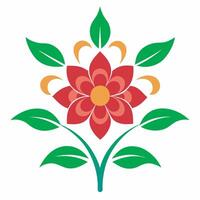 A flower with green leaves on a white background vector