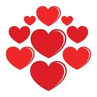 A group of red hearts shape on a white background vector