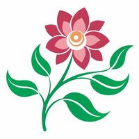 A flower with leaves on a white background vector