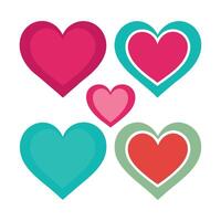 Four hearts shape love in different colors on a white background vector