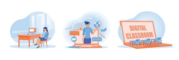 Illustration representing online education and digital learning concepts. vector