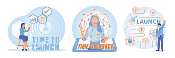 Business innovation and launch planning concepts illustrated in modern design. vector