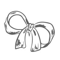 bow for a birthday party. Linear drawing in black and white for the icon festival. A design sketch made by hand on a white isolated background. vector