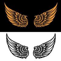 Angles Wings in tattoo style isolated on white background. vector