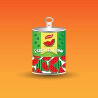 Watermelon juice realistic icon packaged design. Colorful packaged watermelon juice element. vector