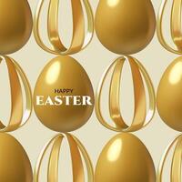 Easter background with gold abstract Easter eggs pattern design vector