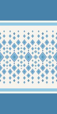 Traditional Royal Motif Sparkling Blue Embroidery Handicraft Silk Pattern. Blue Weaves Homespun on Beige Background. Delicate Detailed Ethnic Chevron Border for Decoration Textiles Texture Rich
