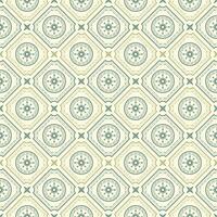 Geometric Delicate Seamless Pattern with Round Circle Triangle Square Florals Decoration. Combination Crossing Green Floral on Beige Background, Carpet, Rug, Curtain, Backdrop, Textile, Ethnic Fabric vector