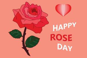 Red roses and hearts composition on pink background. Heart symbol. Romantic background. Valentine's Day, Rose day, 7th February. vector