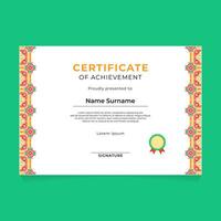Certificate Template Design with Geometric Chinese Ornament on The Side vector
