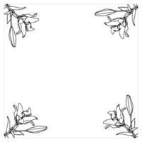 Frame with lilies in doodle style. vector