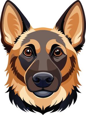 German Shepherd Dog Face Captivating Canine Art for Print and Web