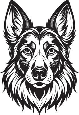 Minimalist Black German Shepherd Outline Stylish Canine Art for Pet Enthusiasts