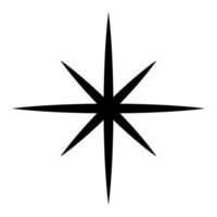 star shape symbol, black and white silhouette illustration of simple eight pointed star isolated on white background vector