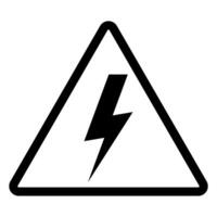 High voltage sign, lightning in triangle symbol icon, black and white illustration isolated on white background vector