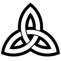 Triquetra ornament - black and white illustration of medieval rune, trefoil knot triangular figure composed of three interlaced arcs isolated on white background vector