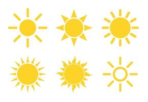 sun shape symbol, illustration of simple yellow star isolated on white background, icon set vector