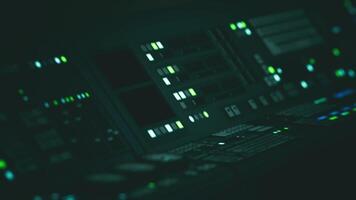 Exploring the technology and controls of a sci fi laboratory at night video