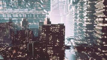 Futuristic floating cityscape showcasing advanced architecture in the sky video