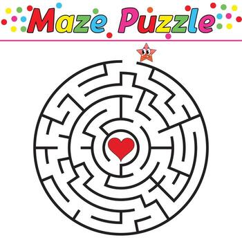 laberinto rompecabezas con un corazón y un circulo vector