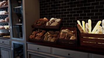 Assorted Bread Display in a Bakery video