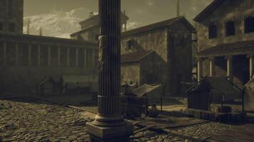 Ancient stone marketplace with stalls on a cobblestone street video