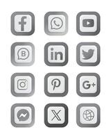 digital media application logo icon set social media icon set on grey shade vector