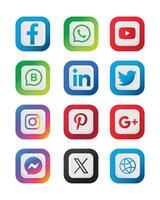 digital media application logo icon set social media icon set vector
