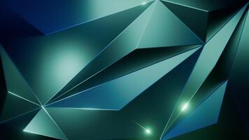 3d Abstract green geometric polygon background with light glow line stripe video