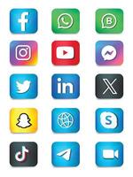 digital media application logo icon set social media icon set vector