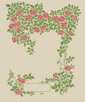 Retro hand draw roses branch frame vector