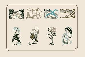 Retro flowers badges collection set vector