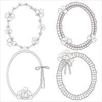 Clover and Ribbon Oval Frame Set vector