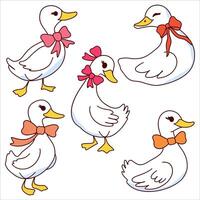Charming Ducks with Bow Accessories vector
