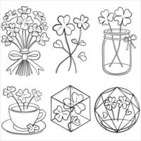 Clover-Themed Decorative Coloring Page Set vector