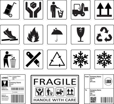 Set of packaging products design Fragile symbol Art an Illustration