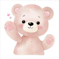 Adorable Teddy Bear Waving with Love vector