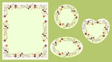 Elegant floral frames and templates with place for text. Heart, oval, round and rectangular floral frames. For wedding invitation, birthday, Mother's Day card, tag, labels, advertisement and events. vector