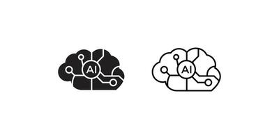 Ai brain line icon artificial intelligence, human brain, human ai stock illustration vector