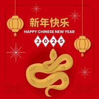 Chinese New Year 2025 year of the snake. with traditional ornaments typical of Chinese New Year celebrations Chinese New Year greeting card 2025 year of the snake. with chinese traditionals ornament vector