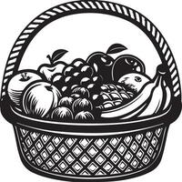 Modern Fruit Basket Silhouette Graphic with White Background vector