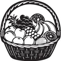 Crisp and Clean Fruit Basket Silhouette in Format vector