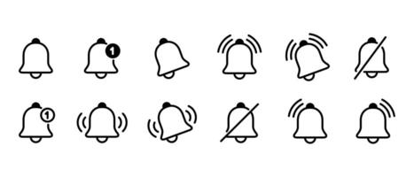 Bell outline icon set collection in generic design. Notification, alarm reminder sign symbol vector